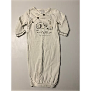 Mud Pie Baby Gown 0–3 Months Long Sleeve Animal Print Ivory NWOT